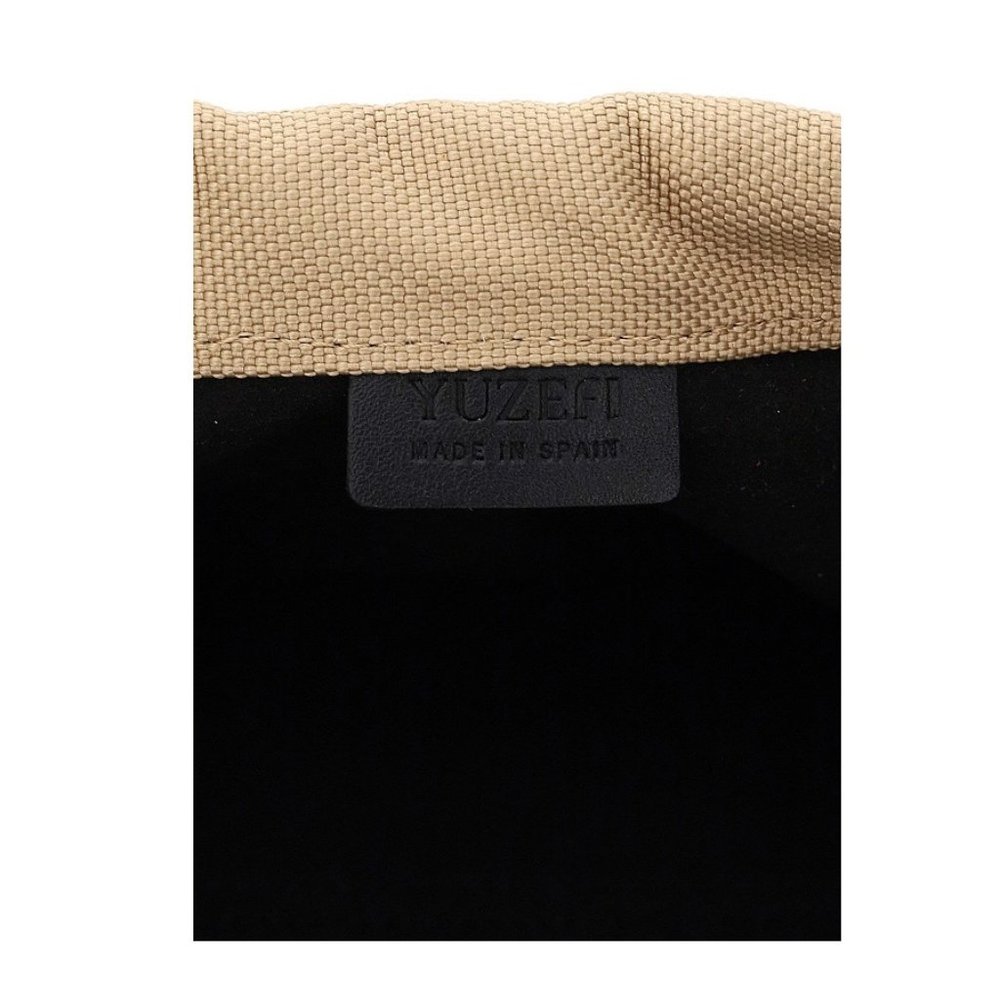 SOLD Yuzefi Larger Bom Black Khaki Leather Canvas NWT - Picture 5 of 8